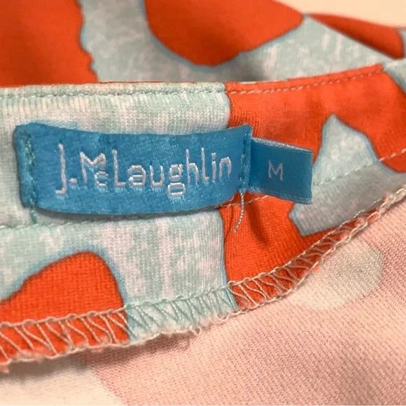 J. McLaughlin Women Catalina Coral Blue Sheath Dress Medium Pockets Cap Sleeve - Picture 10 of 12